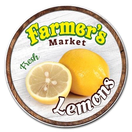 Farmers Market Lemons Circle Vinyl Laminated Decal